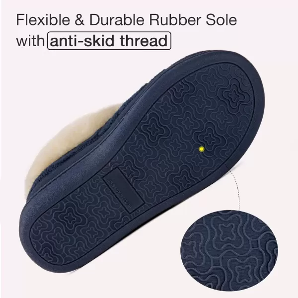 imageHomeTop Womens Knit Clog Slippers Comfy Warm Memory Foam Nonslip Indoor House Shoes with Fuzzy CollarNavy