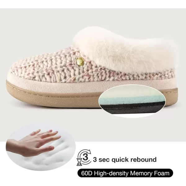 imageHomeTop Womens Knit Clog Slippers Comfy Warm Memory Foam Nonslip Indoor House Shoes with Fuzzy CollarOatmeal