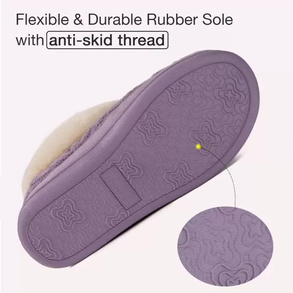 imageHomeTop Womens Knit Clog Slippers Comfy Warm Memory Foam Nonslip Indoor House Shoes with Fuzzy CollarPurple