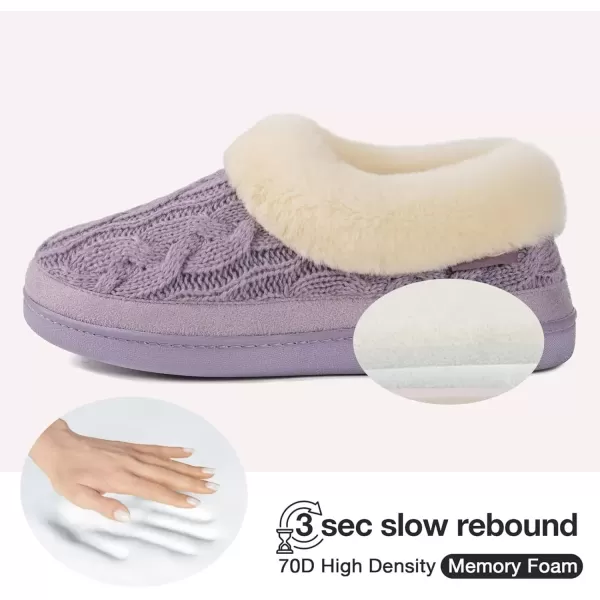 imageHomeTop Womens Knit Clog Slippers Comfy Warm Memory Foam Nonslip Indoor House Shoes with Fuzzy CollarPurple