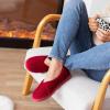 imageHomeTop Womens Cozy Corduroy Memory Foam Loafer Slippers Closed Back House Shoes Indoor Outdoor with Coral Velvet LiningWine
