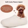 imageHomeTop Womens Fuzzy Curly Fur Memory Foam Loafer Slippers with Polar Fleece LiningCream White