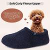 imageHomeTop Womens Fuzzy Curly Fur Memory Foam Loafer Slippers with Polar Fleece LiningNavy