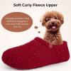 imageHomeTop Womens Fuzzy Curly Fur Memory Foam Loafer Slippers with Polar Fleece LiningWine Red