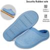 imageHomeTop Womens Knit Memory Foam Slippers Warm Soft House Shoes with Antislip SoleLight Blue