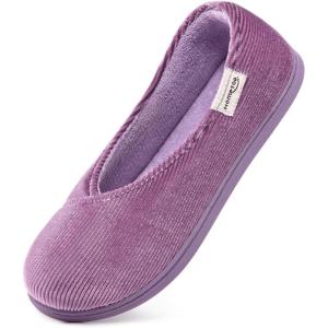 imageHomeTop Womens Cozy Corduroy Memory Foam Loafer Slippers Closed Back House Shoes Indoor Outdoor with Coral Velvet LiningMauve