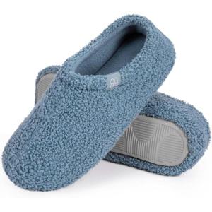 imageHomeTop Womens Fuzzy Curly Fur Memory Foam Loafer Slippers with Polar Fleece LiningCerulean