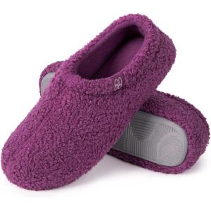 imageHomeTop Womens Fuzzy Curly Fur Memory Foam Loafer Slippers with Polar Fleece LiningPurple