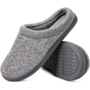 imageHomeTop Womens Knit Memory Foam Slippers Warm Soft House Shoes with Antislip SoleGrey