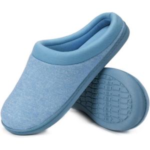 imageHomeTop Womens Knit Memory Foam Slippers Warm Soft House Shoes with Antislip SoleLight Blue