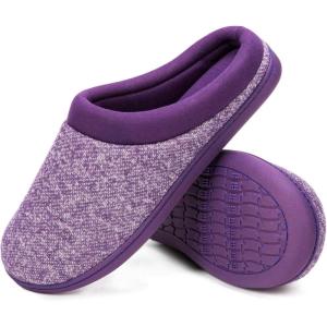 imageHomeTop Womens Knit Memory Foam Slippers Warm Soft House Shoes with Antislip SolePurple