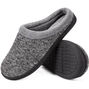 imageHomeTop Womens Knit Memory Foam Slippers Warm Soft House Shoes with Antislip SoleSpace Black