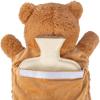 imageHomeTop Premium Classic Rubber Hot or Cold Water Bottle with Cute Stuffed Animal Cover 2 Liter GrayWhite