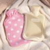 imageHomeTop Premium Classic Rubber Hot or Cold Water Bottle with Soft Fleece Cover 2 Liters Mint GreenPinkWhite