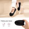 imageHomeTop Womens Comfy Cotton Knit Ballerina Slippers Lightweight Terry Cloth Memory Foam House Shoes with Stretchable Heel DesignBlack