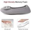 imageHomeTop Womens Comfy Cotton Knit Ballerina Slippers Lightweight Terry Cloth Memory Foam House Shoes with Stretchable Heel DesignGrey