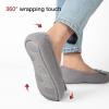 imageHomeTop Womens Comfy Cotton Knit Ballerina Slippers Lightweight Terry Cloth Memory Foam House Shoes with Stretchable Heel DesignGrey