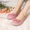 imageHomeTop Womens Comfy Cotton Knit Ballerina Slippers Lightweight Terry Cloth Memory Foam House Shoes with Stretchable Heel DesignPink
