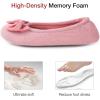 imageHomeTop Womens Comfy Cotton Knit Ballerina Slippers Lightweight Terry Cloth Memory Foam House Shoes with Stretchable Heel DesignPink
