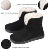 imageHomeTop Womens Knit Bootie Slippers Fuzzy Warm Memory Foam Indoor House ShoesDark Black