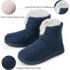 imageHomeTop Womens Knit Bootie Slippers Fuzzy Warm Memory Foam Indoor House ShoesNavy Blue
