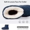 imageHomeTop Womens Knit Bootie Slippers Fuzzy Warm Memory Foam Indoor House ShoesNavy Blue