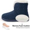 imageHomeTop Womens Knit Bootie Slippers Fuzzy Warm Memory Foam Indoor House ShoesNavy Blue