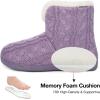 imageHomeTop Womens Knit Bootie Slippers Fuzzy Warm Memory Foam Indoor House ShoesPale Purple