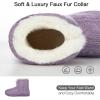imageHomeTop Womens Knit Bootie Slippers Fuzzy Warm Memory Foam Indoor House ShoesPale Purple