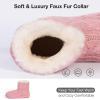 imageHomeTop Womens Knit Bootie Slippers Fuzzy Warm Memory Foam Indoor House ShoesTender Pink
