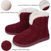 imageHomeTop Womens Knit Bootie Slippers Fuzzy Warm Memory Foam Indoor House ShoesWine