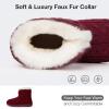 imageHomeTop Womens Knit Bootie Slippers Fuzzy Warm Memory Foam Indoor House ShoesWine