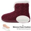 imageHomeTop Womens Knit Bootie Slippers Fuzzy Warm Memory Foam Indoor House ShoesWine