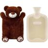 imageHomeTop Premium Classic Rubber Hot or Cold Water Bottle with Cute Stuffed Animal Cover 2 Liter GrayTan