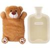 imageHomeTop Premium Classic Rubber Hot or Cold Water Bottle with Cute Stuffed Animal Cover 2 Liter GrayWhite
