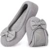imageHomeTop Womens Comfy Cotton Knit Ballerina Slippers Lightweight Terry Cloth Memory Foam House Shoes with Stretchable Heel DesignGrey