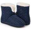 imageHomeTop Womens Knit Bootie Slippers Fuzzy Warm Memory Foam Indoor House ShoesNavy Blue