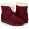 imageHomeTop Womens Knit Bootie Slippers Fuzzy Warm Memory Foam Indoor House ShoesWine