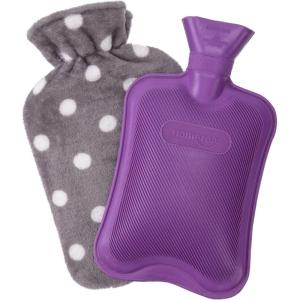 imageHomeTop Premium Classic Rubber Hot or Cold Water Bottle with Soft Fleece Cover 2 Liters Mint GreenCrystal Purple