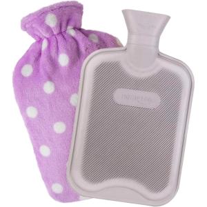 imageHomeTop Premium Classic Rubber Hot or Cold Water Bottle with Soft Fleece Cover 2 Liters Mint GreenPurpleGray