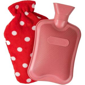 imageHomeTop Premium Classic Rubber Hot or Cold Water Bottle with Soft Fleece Cover 2 Liters Mint GreenRedRed