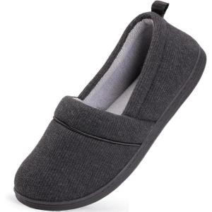 imageHomeTop Womens Comfy Loafer Slippers Lightweight Memory Foam Nonslip Indoor House ShoesBlack