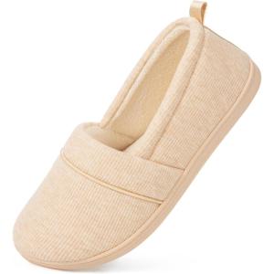 imageHomeTop Womens Comfy Loafer Slippers Lightweight Memory Foam Nonslip Indoor House ShoesOatmeal