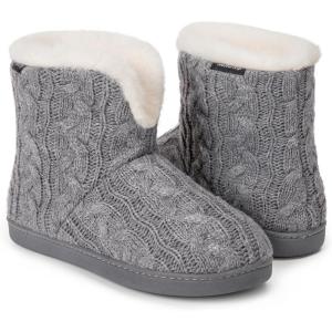 imageHomeTop Womens Knit Bootie Slippers Fuzzy Warm Memory Foam Indoor House ShoesLight Gray