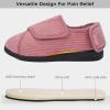imageHomeTop Womens Corduroy Slippers Comfy Adjustable Hook and Loop Memory Foam Indoor Closedback House Shoes for Diabetic Swollen FeetLight Salmon Pink