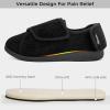 imageHomeTop Womens Corduroy Slippers Comfy Adjustable Hook and Loop Memory Foam Indoor Closedback House Shoes for Diabetic Swollen FeetMatt Black