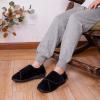 imageHomeTop Womens Corduroy Slippers Comfy Adjustable Hook and Loop Memory Foam Indoor Closedback House Shoes for Diabetic Swollen FeetMatt Black