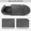 imageHomeTop Womens Corduroy Slippers Comfy Adjustable Hook and Loop Memory Foam Indoor Closedback House Shoes for Diabetic Swollen FeetUltimate Gray