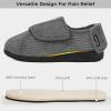imageHomeTop Womens Corduroy Slippers Comfy Adjustable Hook and Loop Memory Foam Indoor Closedback House Shoes for Diabetic Swollen FeetUltimate Gray