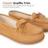 imageHomeTop Womens Moccasins House Slippers Indoor Outdoor Suede Faux Fur Rubber Sole Memory Foam House Shoes Sizes Breathable Microsuede Soft Home SlippersTan
